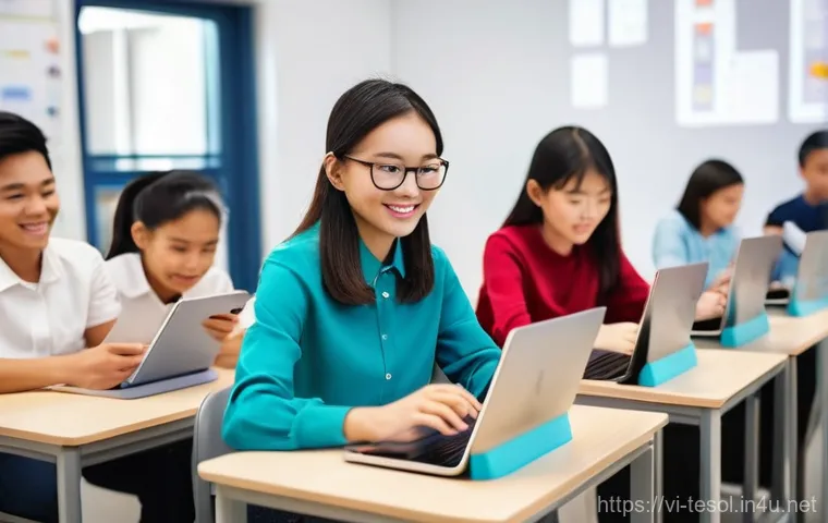 TESOL 자격증의 학술적 중요성 - **Prompt:** A confident Vietnamese male English teacher in his late 20s or early 30s, working from a...