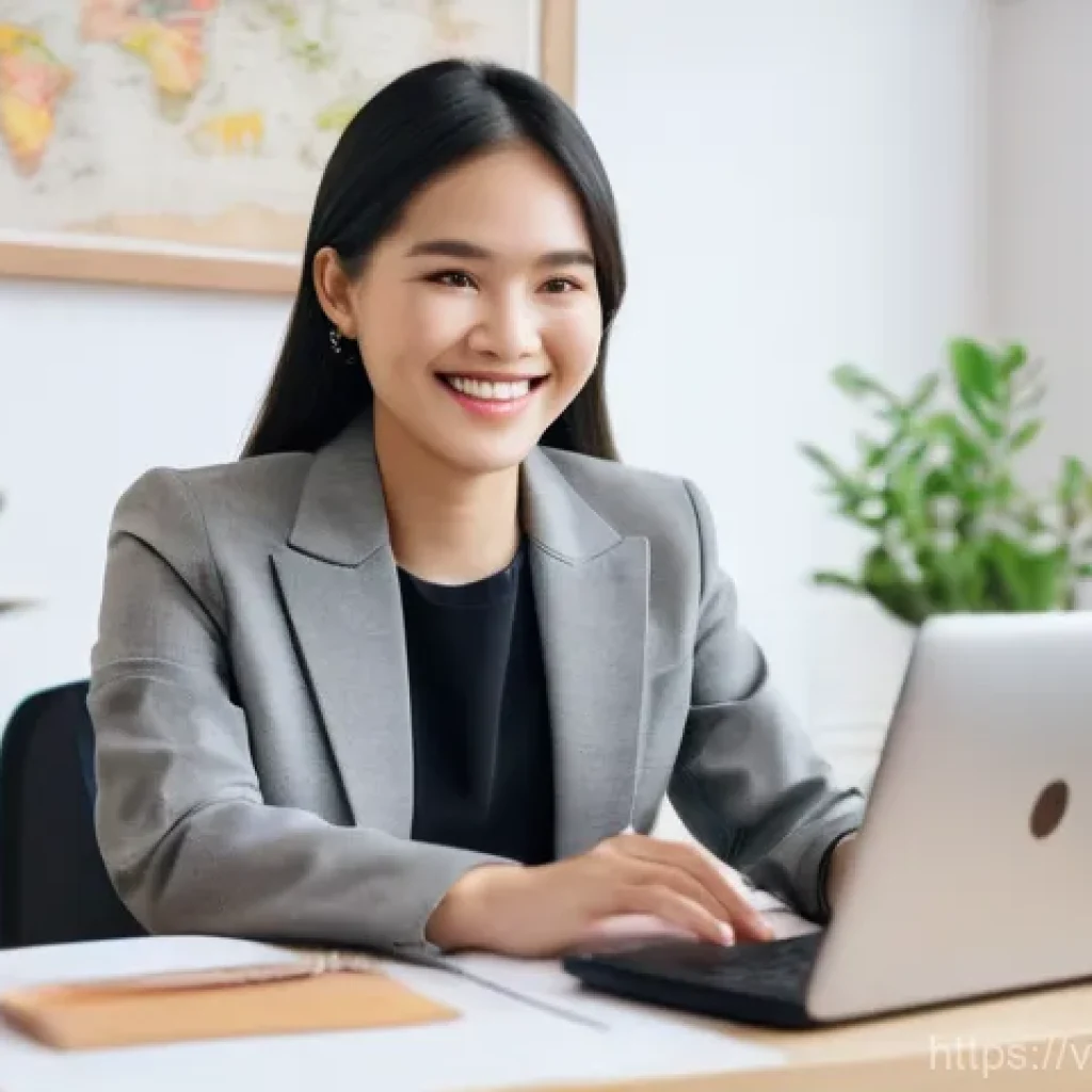 TESOL 자격증으로 시작하는 비즈니스 아이디어 - **Prompt:** A cheerful young Vietnamese woman, in her late 20s to early 30s, with a warm smile, wear...