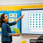 TESOL 교육에서의 창의적 접근법 - **Gamified English Learning in a Dynamic Classroom.**
    A vibrant, modern classroom filled with a ...