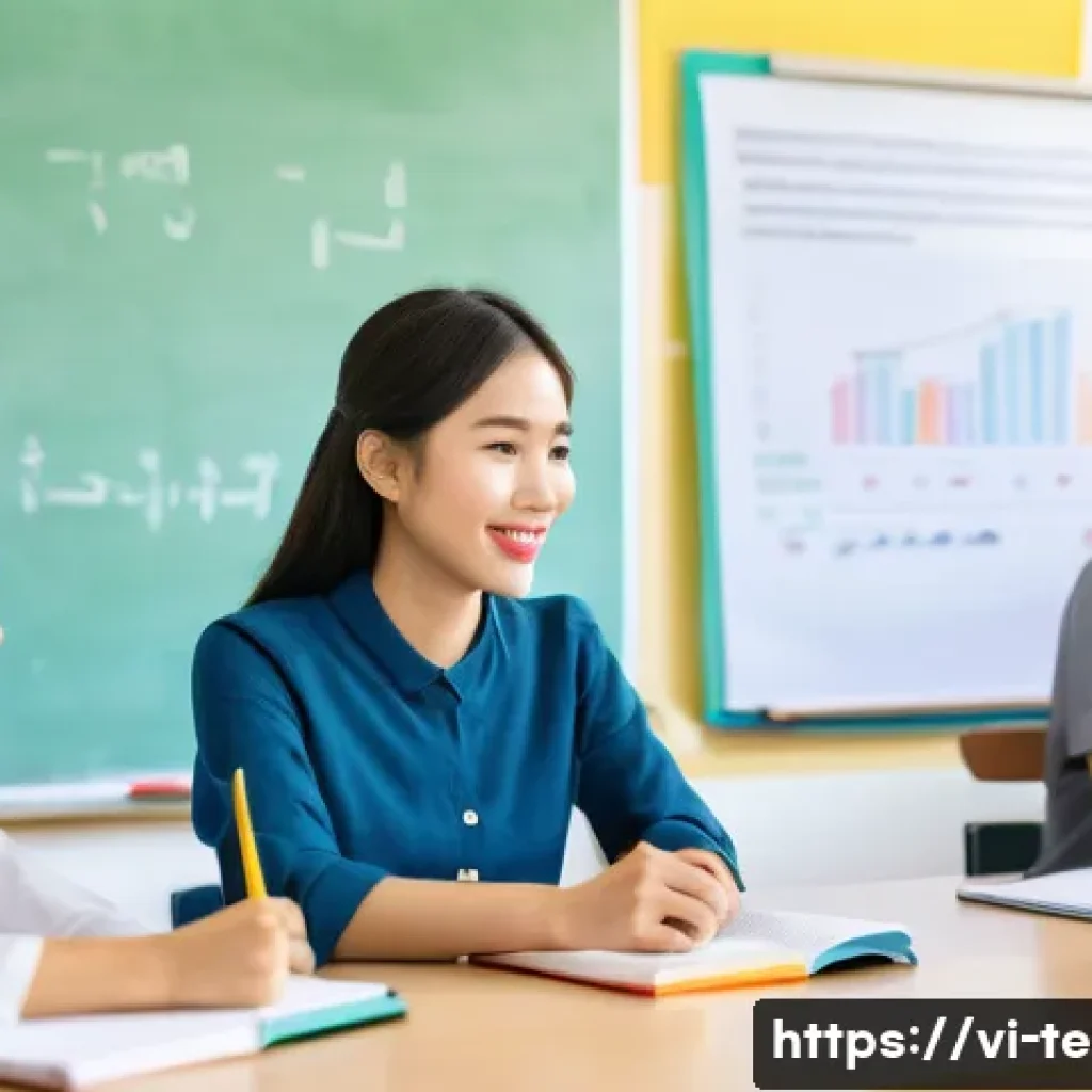 TESOL 시험 중 자주 묻는 질문 - A modern classroom scene in Vietnam showing a diverse group of adult students attentively participat...