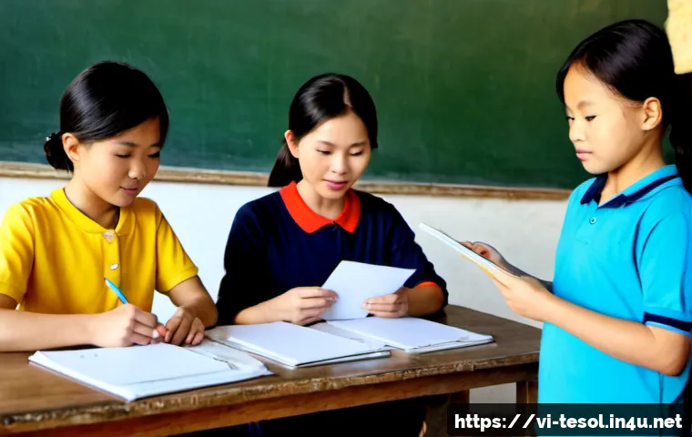 Home 17 TESOL 학습자 분석 방법 - Photorealistic TESOL learner analysis session in a bright Vietnamese community learning center, a ca...