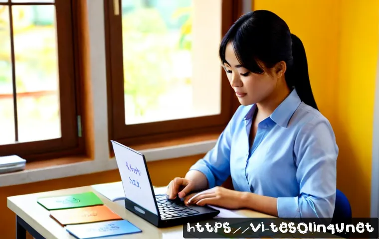 Home 17 TESOL 강의 자료 제작법 - Photorealistic Vietnamese TESOL instructor preparing an English lesson at a bright modern desk, arra...